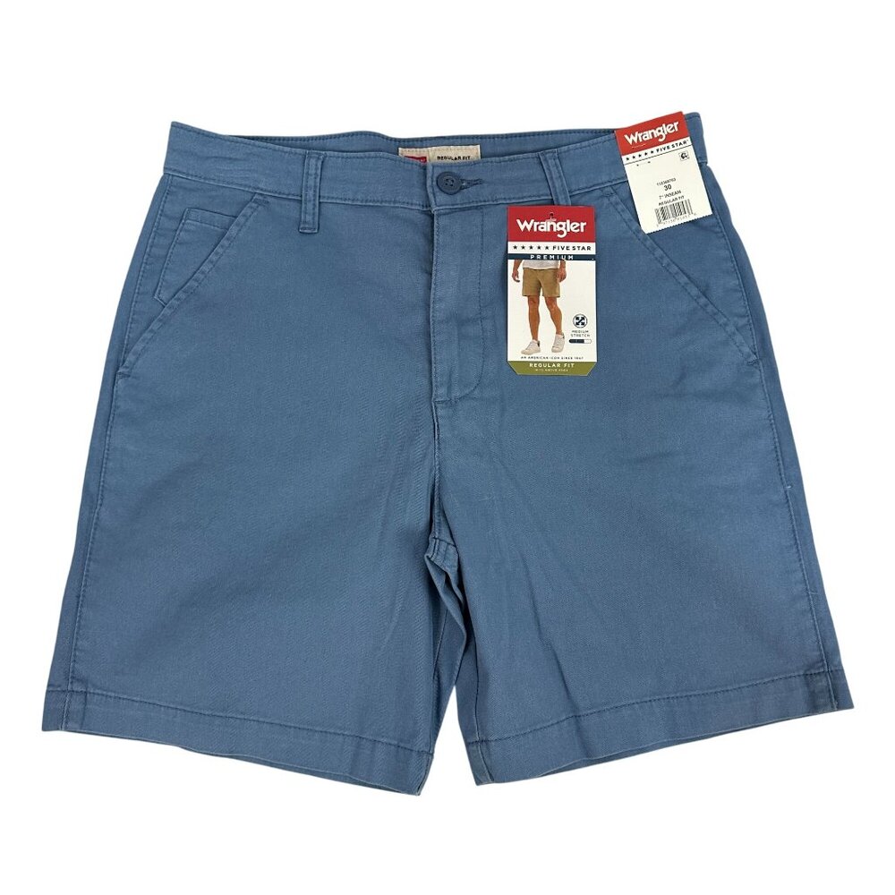Wrangler Five Star Mens Regular Fit Size 30 Shorts 7" Inseam Medium Stretch Blue